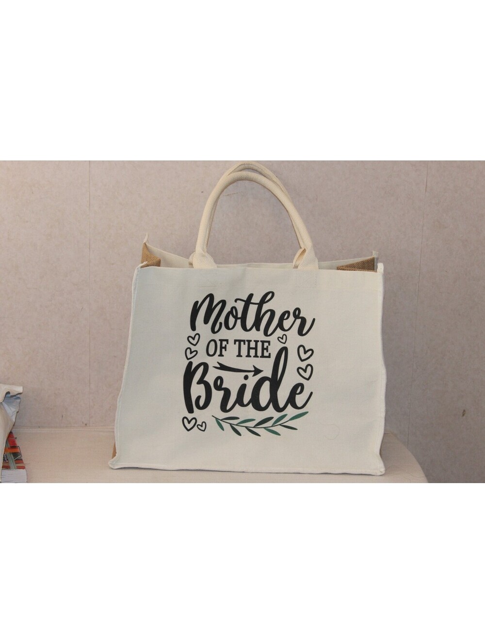 Mother of the Bride Canvas Tote Bag Wedding Gift Large Jute-Style Shopper